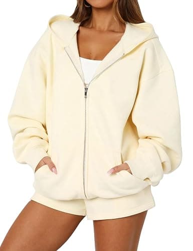 JEIBKOUY Oversized Zip Up Hoodie for Women Fleece Long Sleeve Hooded Sweatshirts Cute Y2k Jackets Casual Fall Winter Clothes - Image 1