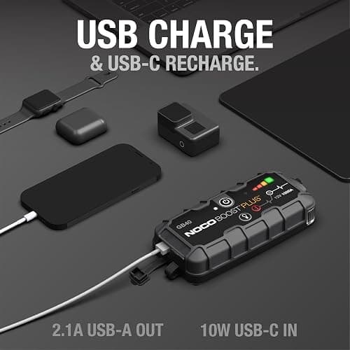 NOCO Boost GB40: 1000A UltraSafe Jump Starter – 12V Lithium Battery Booster Pack, Portable Jump Box, Power Bank & Jumper Cables - for 6.0L Gas and 3.0L Diesel Engines thumbnail 4