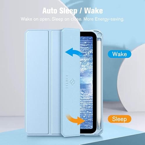 Fintie Hybrid Slim Case for iPad Mini 7 (A17 Pro, 7th Generation) 2024 / iPad Mini 6 (6th Gen) 8.3 Inch, [Built-in Pencil Holder] Shockproof Cover Clear Transparent Back Shell, Blue thumbnail 3
