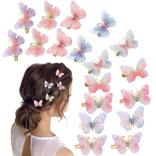 18Pcs Rhinestone Butterfly Hair Clips for Teens Women, Y2K Glitter Hair Jaw Clips, Cute Headwear Gifts for Wedding and Back to School - Image 1