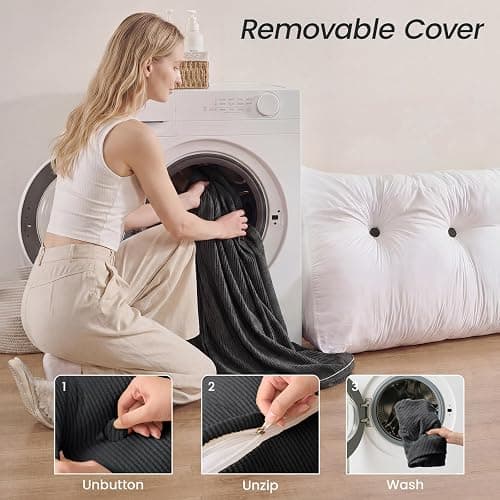 Sasttie Headboard Pillow Twin/Twin XL, Wedge Pillow Headboard for Dorm, Triangular Daybed Backrest Cushion for Sitting or Reading in Bed, with Removable Washable Cover, Dark Grey thumbnail 8