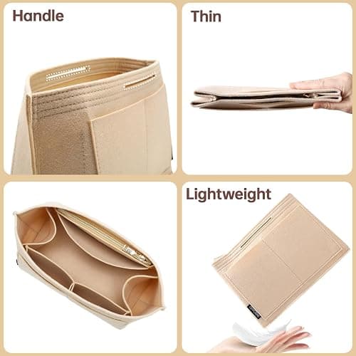 OPPOSHE Purse Organizer Insert for Longchamp Le Pliage, Premium Felt Long Champ Bag Handbag Women, Tote Organizer Insert with 9 Compartments (Large, Beige) thumbnail 6