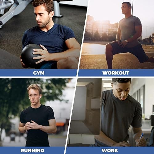 5 Pack Workout Mens T Shirts - Black Gym Quick Dry Short Sleeve Moisture Wicking Tee Tops for Athletic Work Casual Running thumbnail 5
