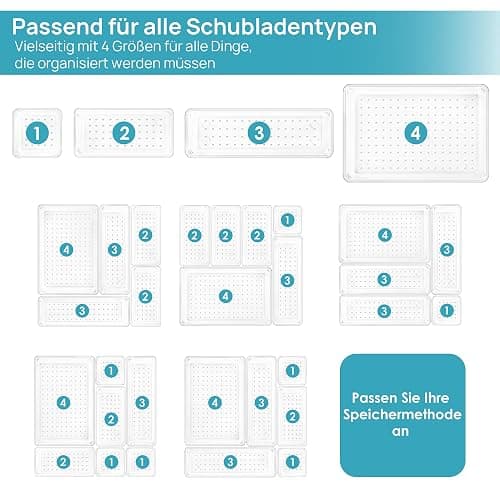 Vtopmart 25 Stücke Schubladen Organizer mit 4 Größen, Make up Ordnungssystem, Schminktisch Organizer Einsetzbar für Makeup, Küchen, Badezimmer, Büro, Schminktisch thumbnail 5