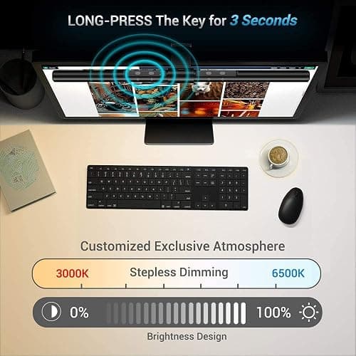 Quntis Computer Monitor Lamp, Screen Monitor Light Bar for Eye Caring, USB Reading LED Task Lamp with Auto-Dimming, Dimmable Light Bar, Touch Control, No Glare Space Saving Home Office Desk Lamps thumbnail 8