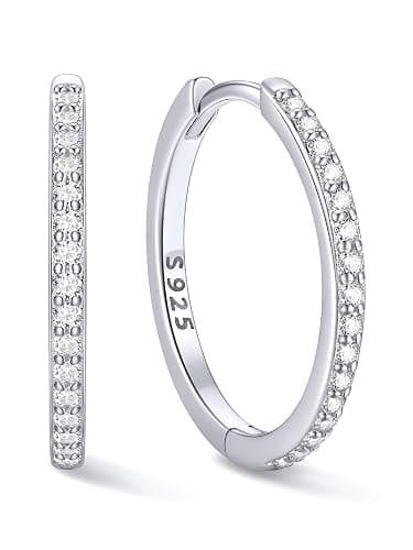 ChicSilver 925 Sterling Silver Huggie Earrings for Women 14K Gold Plated Silver Hoop Earrings for Women Hypoallergenic Small Cubic Zirconia Huggie Earring (6/8/10/12/14/16/18/20mm) - Image 1