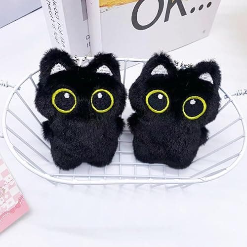 Fuerxy Black Cat Bag Charm, Black Plush Gifts for Handbags Backpacks Purse Keychain Accessories Charm Cat Lover Gifts thumbnail 5