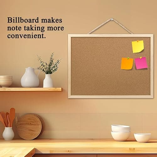 2 Pack Cork Board Bulletin Board, 15.7"X 11.81" inches with Oak Wood Finish Frame, for Wall Office Home and School (Pins, Eye Bolts, gaskets, Screws) thumbnail 7