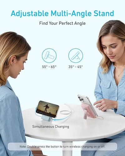 Anker Zolo Magnetic Power Bank, 10,000mAh Wireless Portable Charger with 30W Max Fast Charging, Battery Pack with Built-in USB-C Cable and Adjustable Stand, for iPhone 16/15 Series, AirPods, and More thumbnail 4