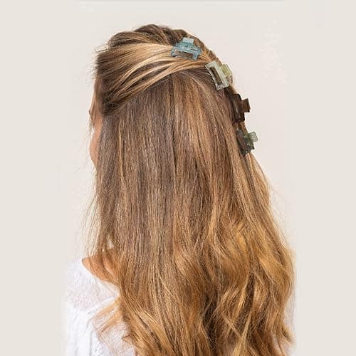Small Tiny Claw Hair Clips for Women Girls for Thin/Medium Thick Hair, 1.5 Inch Mini Hair Jaw Clips Matte Rectangle Nonslip Clip with Gift Box (Matte+shiny color series) thumbnail 7