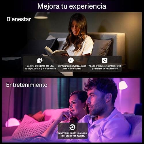 Philips Hue Essential Smart LED A19 Bulb, White and Color Ambiance, E26 Base, 8.8W, 2200K-6500K, 800 Lumens, Dimmable, Works with Alexa, Google, and Apple Home, 1-Pack thumbnail 8