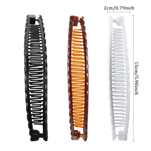 WILLBOND 6 Pieces Banana Hair Clip Clincher Combs Clip Fishtail Fish Shape Hair Clip Ponytail Banana Clip Accessory for Women Hair(Black, White, Brown) thumbnail 2