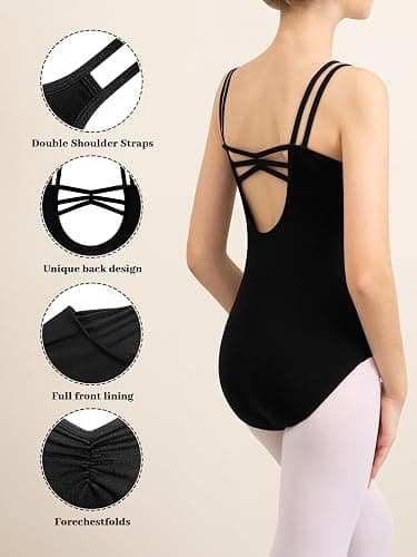 DANSHOW Girls Camisole Dance Leotard for Ballet Dancewear,Pinch V-neck thumbnail 4