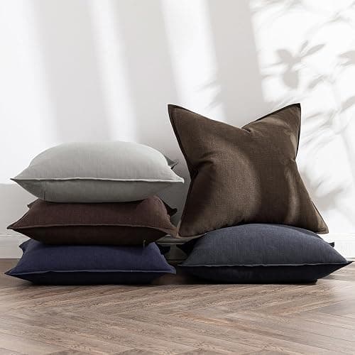 MIULEE Decorative Linen Pillow Covers 18x18 Inch Dark Brown Boho Farmhouse Neutral Winter Couch Throw Pillows for Bed Pack of 2 Accent Modern Pillowcase Sofa Livingroom Home Decor thumbnail 5