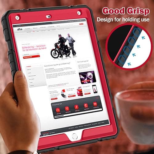 ZoneFoker Case for iPad 9th/8th/7th Generation 2021/2020/2019(10.2 inch), Heavy Duty Military Grade Shockproof Rugged Protective 10.2" Cover with Built-in Stand for iPad 9 8 7 Gen (Black+Red) thumbnail 6