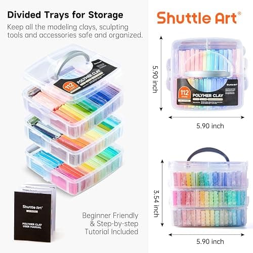 Shuttle Art 112 Colors Polymer Clay Kit, Oven Bake Clay for Kids, 20 Sculpting Tools, 16 Accessories, Non-Toxic, Non-Sticky DIY Crafts for Kids Adults thumbnail 2