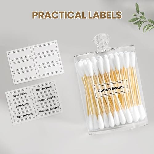 MateeyLife Qtip Holder 6 Pack, Acrylic Q-tip Dispenser for Cotton Pads, Swabs, Balls, Storage Containers for Organizing, Clear Bathroom Canisters with Lid, Apothecary Jars Home Decor Accessories Set thumbnail 8