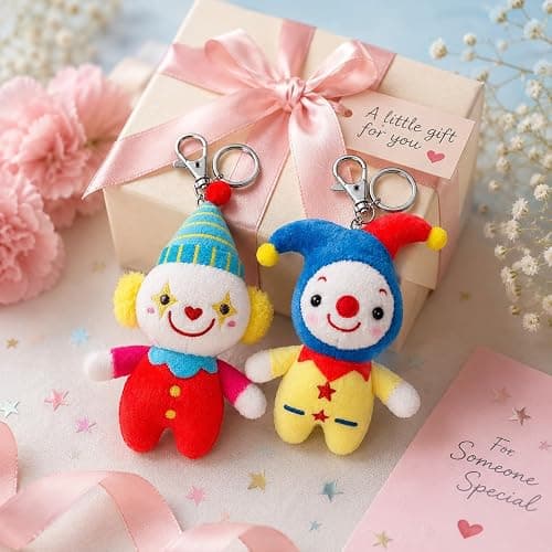 LUOZZY 2 Pcs Plush Stuffed Clown Doll Keychain for Backpack Bag Charms | Plush Clown Keyring Bag Pendant, Soft Clown Doll Keyrings for Backpacks, Purses, Circus Theme Parties, Carnival Decor thumbnail 5