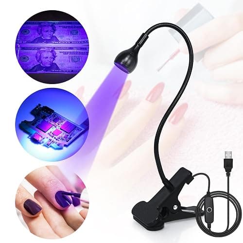 Geisofu UV Nail Lamp - UV Light for Gel Nails, LED Gooseneck Flash Cure Lamp for Nails, Manicure Dryer Black Light with Clamp, 365+395nm Wavelength 5V 3W 4 Levels Dimming thumbnail 6