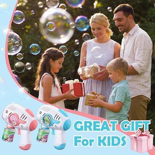 ZACEAC Bubble Guns for Kids 4-8, 2 Pack Automatic Bubble Blaster with LED Light & 4 Bubble Solution, Bubble Gun for Toddlers Outdoor Summer Toys thumbnail 7