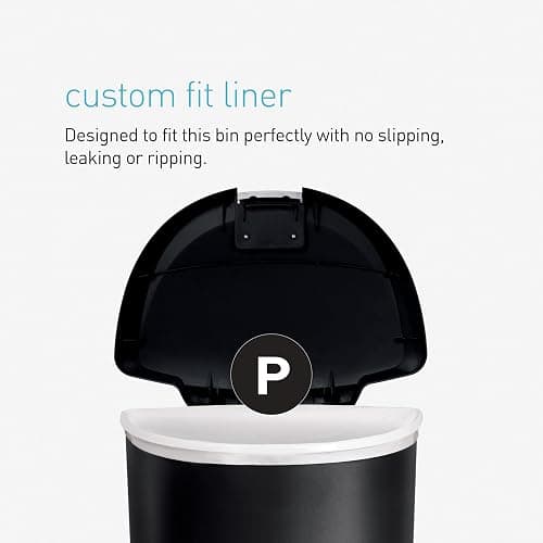 simplehuman 50 Liter / 13 Gallon Semi-Round Kitchen Step Trash Can with Secure Slide Lock, Black Plastic thumbnail 8