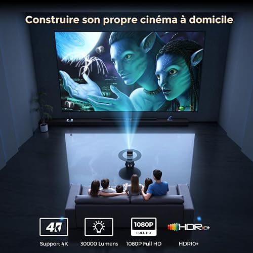 Vidéoprojecteur 30000 Lumens [Netflix & Dolby Audio] Projecteur Video Auto Focus/Keystone WiFi Bluetooth AMEELA Portable Videoprojecteur 4K FHD 1080P HDMI/USB intégré avec Youtube/PrimeVideo thumbnail 7