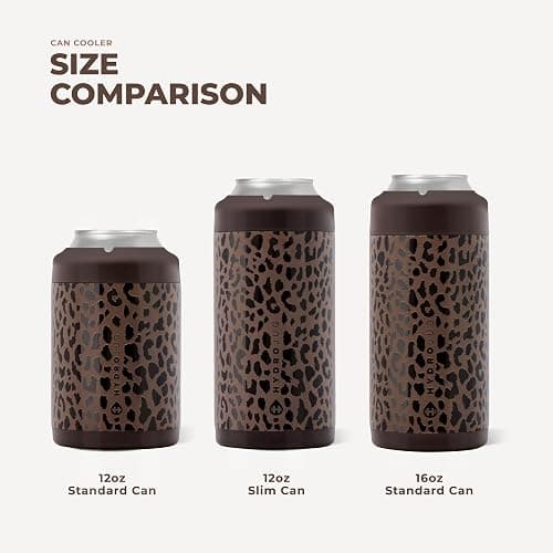 HydroJug Slim Can Cooler 12 oz, Stainless Steel Can Holder, Brown Leopard | Fits 12 oz slim cans, double-wall insulated, snug fit wings, screw-top lid, cup holder friendly, dishwasher safe thumbnail 5