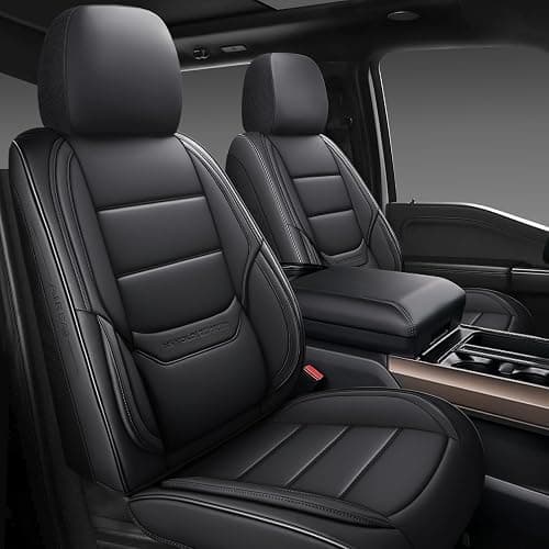 NS YOLO Leather Car Seat Covers Full Set,Universal Fit for Most Cars,SUVs and Sedans,Waterproof Luxury Leatherette Cushions, 5 Car Seat Protectors (Black, Full Set-5 Seats(Front and Rear)) thumbnail 8