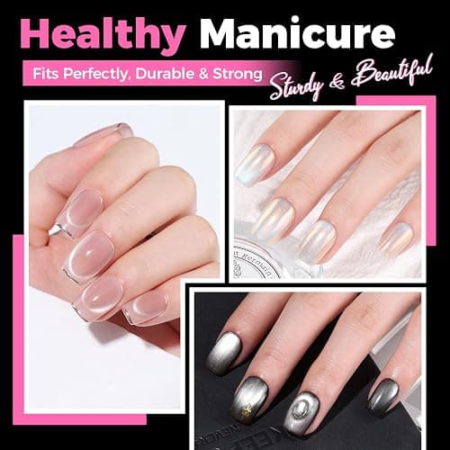 UNA GELLA Gel Nail Tips Square & Squoval, 504pcs Short Squoval Nail Tips | Pre Etched Soft Gel Clear Fake Nails Full Cover For Nails Extension Home DIY Salon 12 Sizes thumbnail 2