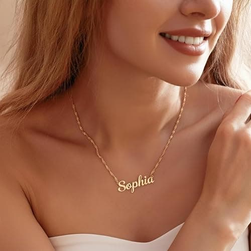 Ajiangwu Name Necklace with Box/Cuban/Figaro/Twist Chain,925 Sterling Silver Custom Name Necklace Personalized Christmas Gifts for Women Girls thumbnail 3