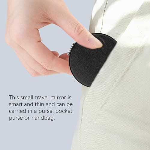 Compact Mini Round Makeup Mirror - Double Sided, Portable Folding Travel Mirror thumbnail 7