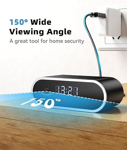 XSHGZ Wireless WiFi Indoor Security Camera with Clock for Home with App Control, Motion Detection, 150° Outdoor Camera with Night Vision & Loop Recording for Office/Shop/Pet/Garage,User-Friendly thumbnail 5