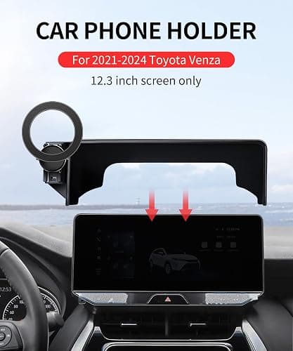 MaserWeller Car Phone Holder for 2021-2024 Toyota Venza Accessories, 12.3-Inch Screen Fixed Clip, 360 Rotation Phone Mount, Compatible with MagSafe, Cell Phone Holder That Does Not Affect Air Vent thumbnail 2