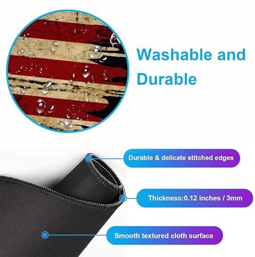 US Flag Anti Slip Waterproof Mouse Mat, Laptop and Home Office Desk Mat | The Stitched Edge Mouse Pad Is Made Of Fiber Woven Material And Environmentally Friendly Odorless Natural Anti Slip Rubber thumbnail 6