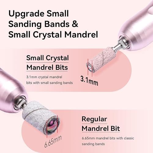 Makartt Nail Drill Bits Sanding Bands for Nail Drill, 100Pcs 4 Color Coarse Fine 80/120/180/240 Grit File Sand with 3.1mm Mini Mandrel Nail Bit Set for Acrylic Nails Gel Manicures and Pedicure thumbnail 3