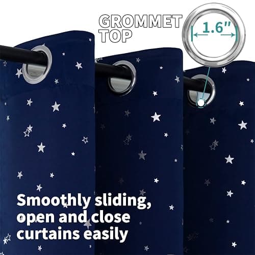 BGment Kids Blackout Curtains for Boys Bedroom, Star Curtains Thermal Insulated Grommet Window Drapes for Nursery, Set of 2 Panels (42 x 63 Inch, Navy Blue) thumbnail 5