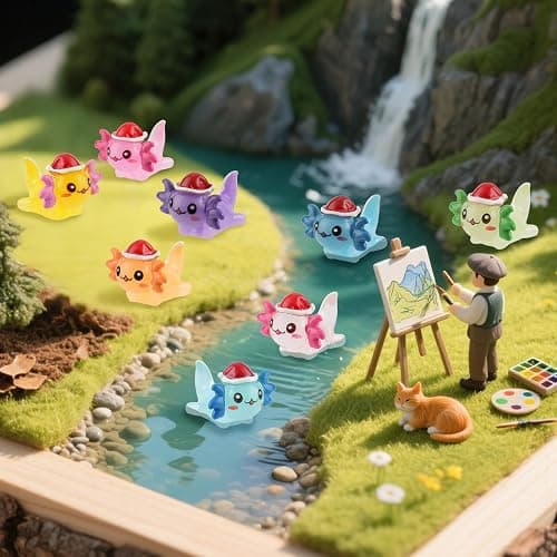 32pcs Mini Christmas Resin Axolotl, Glow in The Dark Tiny Axolotl Miniature Figures Toy Bulk Tiny Plastic Animal Figurines for Fairy Garden Landscape Aquarium Potted Birthday Christmas Party Gift thumbnail 6