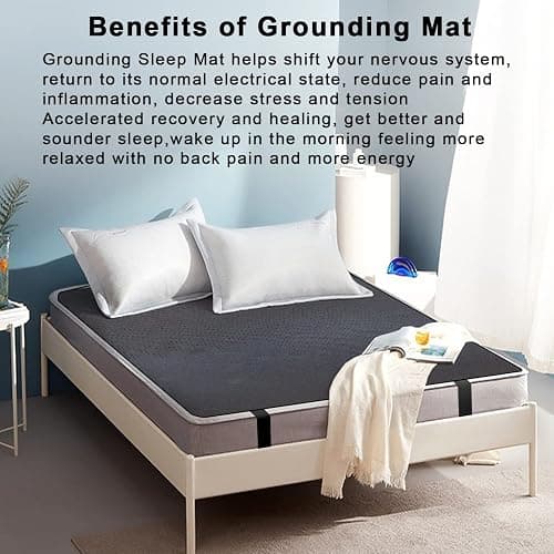 Grounding Mat for Pain Relief, Birthday for Women Men Mom Dad Elderly, Carbon Leatherette Earth Therapy mat for Bed, Grounding Mat for Better Sleep, 54"x71" thumbnail 5