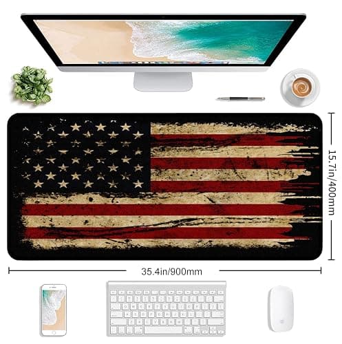 US Flag Anti Slip Waterproof Mouse Mat, Laptop and Home Office Desk Mat | The Stitched Edge Mouse Pad Is Made Of Fiber Woven Material And Environmentally Friendly Odorless Natural Anti Slip Rubber thumbnail 3