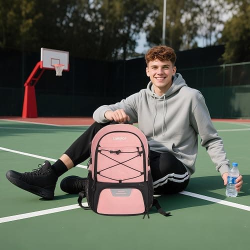 LARIPOP Basketball Backpack with Ball Compartment - Ventilated Shoe Pocket Fits US Size 15, Water Resistant 30L Sports Bag for Men Women Teen Athletes Practice Travel thumbnail 6