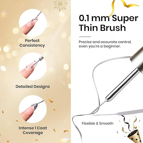 Beetles Metallic Gel Nail Polish Liner Set Silver Bronze Gold 2pcs Gel Liner Nail Art Chrome 3D High-Gloss Effect for Nail Paint Design with Thin Brush DIY French Manicure Curing Requires at Home thumbnail 4
