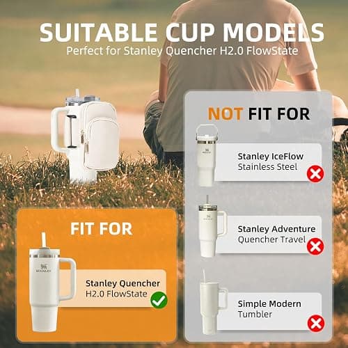 SUITMAT Water Bottle Pouch for Stanley Quencher Series Tumbler, Large Pouch Bag for Stanley Cup Accessories, Cup Backpack with Multiple Pockets for Phone, Cards, Keys (Bag Only) thumbnail 3
