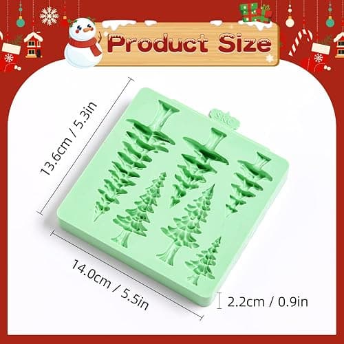 Christmas Silicone Molds,Tree Cake Decorations Mold,Christmas Tree Fondant Molds Sets For Cupcake Topper Decorating Tools Chocolate Candy Gum Paste Polymer Clay Resin-6 Cavity thumbnail 2