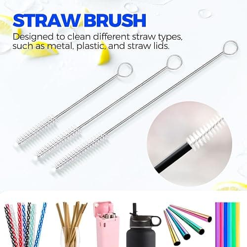 Holikme 6 Pack Dish Brush Set with Bottle Brush, Dish Scrub Brush, Pan Brush and 3 Straw Brushes, Deep Cleaning Handle Brush with Scraper Tip for Kitchen Sink Dishes Bottle Cup Pot and Pans (Gray) thumbnail 6