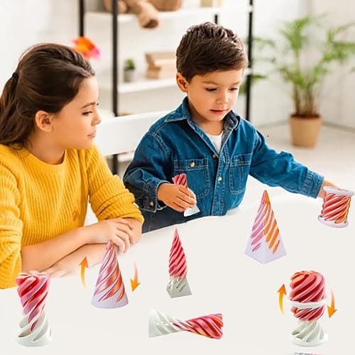3 Packs Spiral Cone Fidget Toy,Impossible Cone Impossible Pyramid Passthrough Toy,3D Printed Spiral Cone Fidget Toy,Mini Vortex Thread Illusion Desktop Deco Souvenir Gift for Anxiety Relaxing thumbnail 2