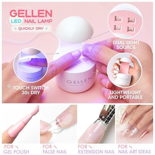 Gellen Gel Tips Nail Extension Kit, Gel Nail Kit with 240Pcs Almond Tips, 3 in 1 UV Glue for Nail Tips, Prep Dehydrator and Primer, U V LED Cure Lamp, Decorations for DIY Manicure Set thumbnail 6