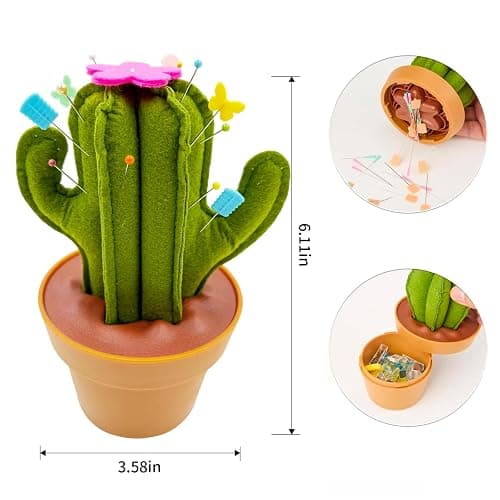 Suguaro Pin Cushion Sewing Kit with Included Sewing Notions | Magnetic Pin Holder | Cute Décor for Sewing Desks | Perfect Gift for Quilters, Sewers, Applique & Patchwork Crafters thumbnail 2