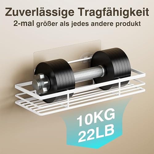saffruff Shower Shelf No Drilling Pack of 2 Shower Shelves Shower Basket Bathroom Organiser Bathroom Shelf Shampoo Holder Shower Kitchen Bathroom Organiser with 2 Adhesive Surfaces thumbnail 5