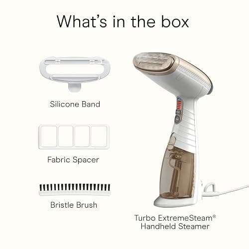 Conair Handheld Garment Steamer for Clothes, Turbo ExtremeSteam 1875W Fabric Steamer, Portable Handheld Design, Strong Penetrating Steam, White/Champagne thumbnail 9