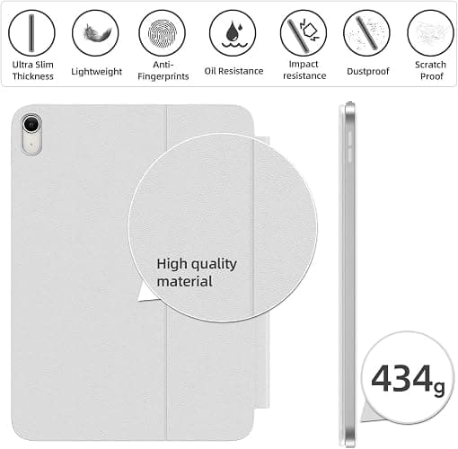 pankeybd ‌Étui Folio Clavier pour iPad A16 2025 11 EME génération et iPad 10 EME génération 2022,Smart Folio,Ultra-Mince,Connexion magnétique,AZERTY, Blanc thumbnail 4